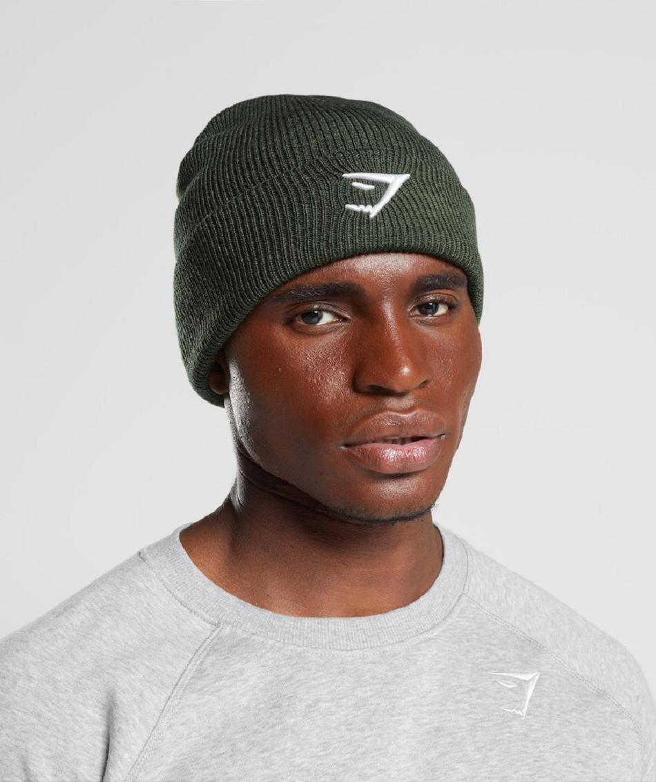 Czapki Akcesoria Gymshark Sharkhead Beanie Oliwkowe | PL 4207HAP